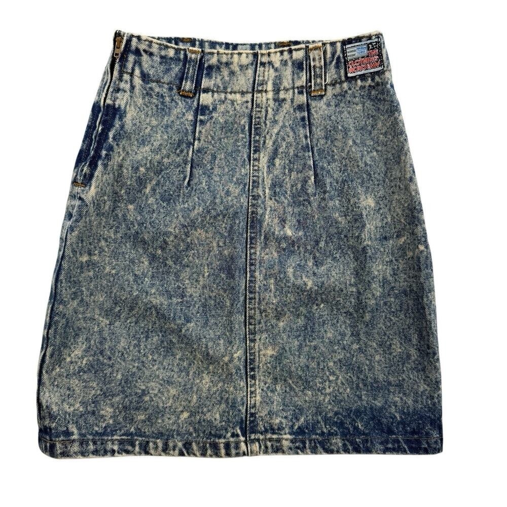 Vtg 90s Jr 3 Acid Wash Mini Skirt Denim Distressed Grunge Skater Punk Boho Talon